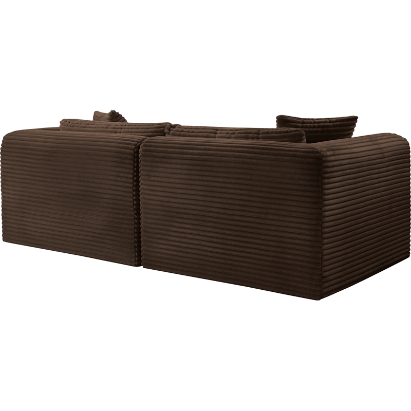 Meridian Furniture 2-Piece Brown Corduroy Performance Fabric Modular Sofa