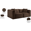 Meridian Furniture 2-Piece Brown Corduroy Performance Fabric Modular Sofa
