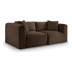 Meridian Furniture 2-Piece Brown Corduroy Performance Fabric Modular Sofa