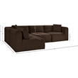 Meridian Furniture 4-Piece Brown Corduroy Performance Fabric Modular Sectional
