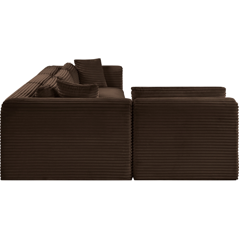 Meridian Furniture 4-Piece Brown Corduroy Performance Fabric Modular Sectional