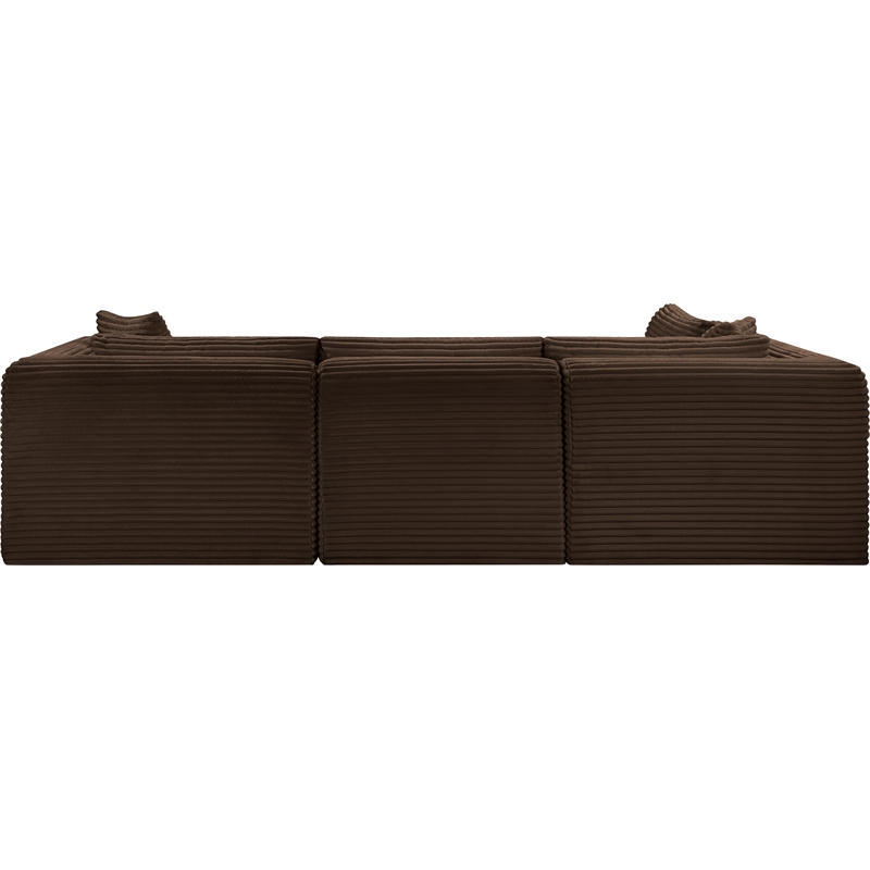 Meridian Furniture 4-Piece Brown Corduroy Performance Fabric Modular Sectional