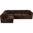 Meridian Furniture 4-Piece Brown Corduroy Performance Fabric Modular Sectional
