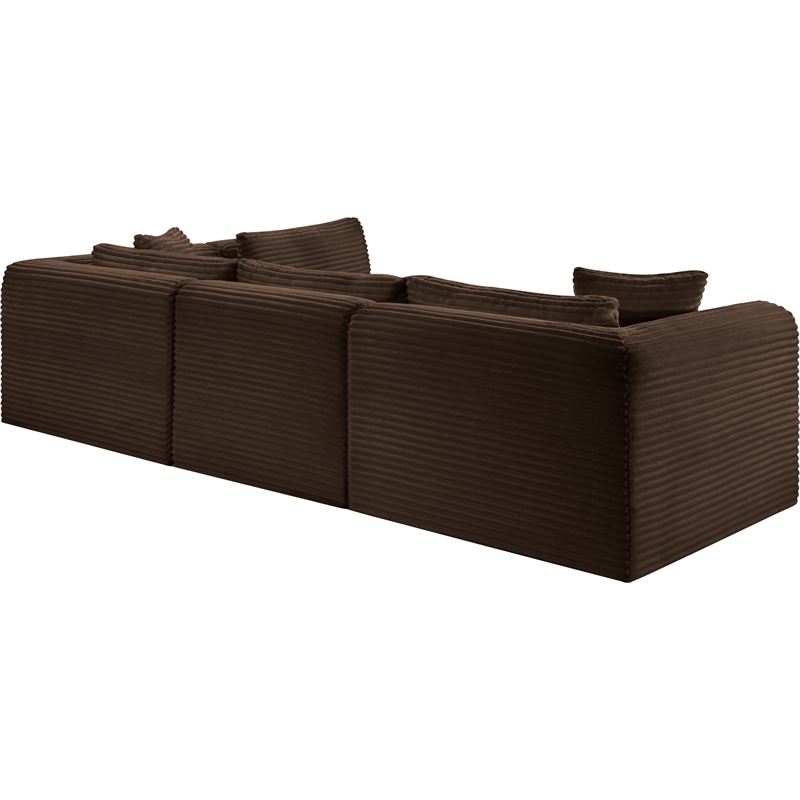 Meridian Furniture 4-Piece Brown Corduroy Performance Fabric Modular Sectional