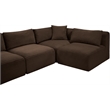 Meridian Furniture 4-Piece Brown Corduroy Performance Fabric Modular Sectional