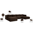 Meridian Furniture 5-Piece Brown Corduroy Performance Fabric Modular Sectional