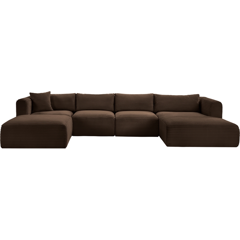 Meridian Furniture 5-Piece Brown Corduroy Performance Fabric Modular Sectional