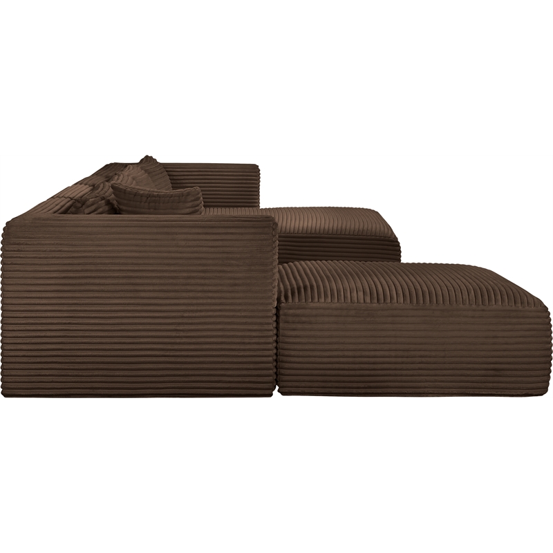 Meridian Furniture 5-Piece Brown Corduroy Performance Fabric Modular Sectional