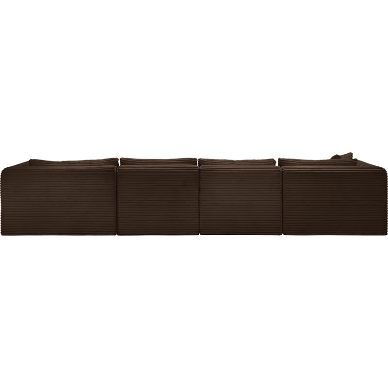 Meridian Furniture 5-Piece Brown Corduroy Performance Fabric Modular Sectional