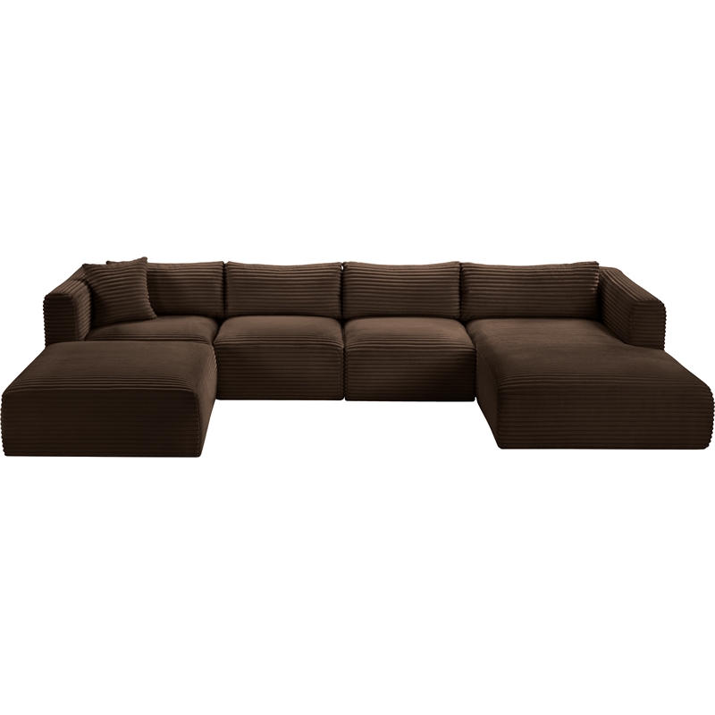 Meridian Furniture 5-Piece Brown Corduroy Performance Fabric Modular Sectional