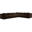 Meridian Furniture 6-Piece Brown Corduroy Performance Fabric Modular Sectional