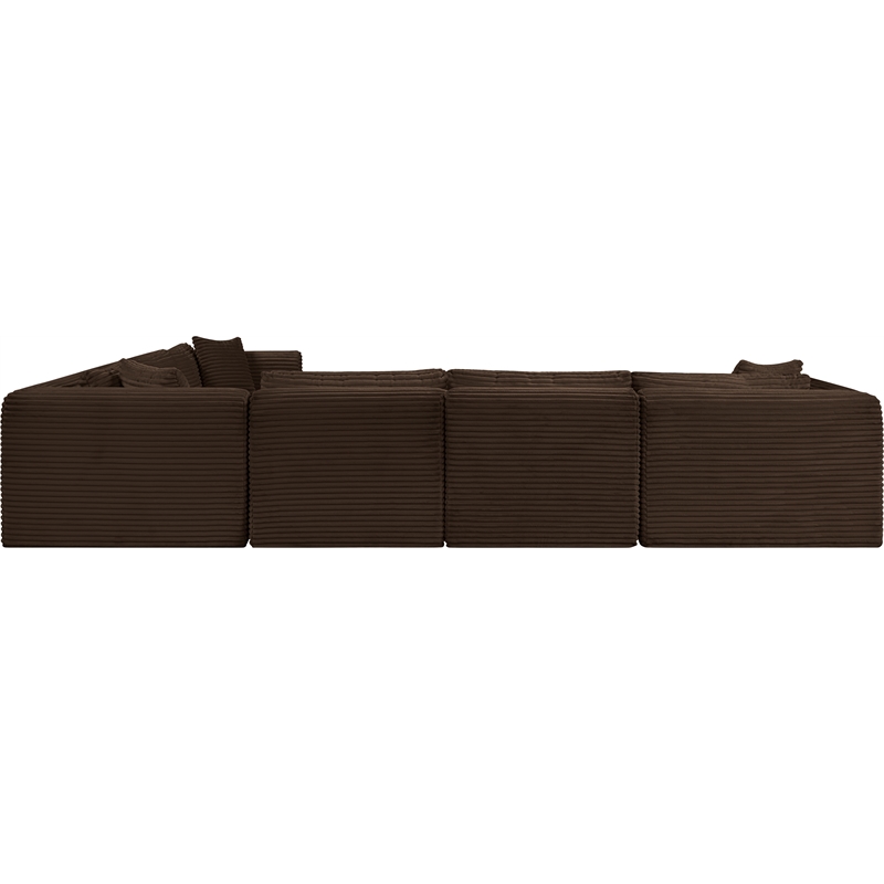 Meridian Furniture 6-Piece Brown Corduroy Performance Fabric Modular Sectional