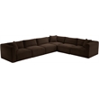 Meridian Furniture 6-Piece Brown Corduroy Performance Fabric Modular Sectional