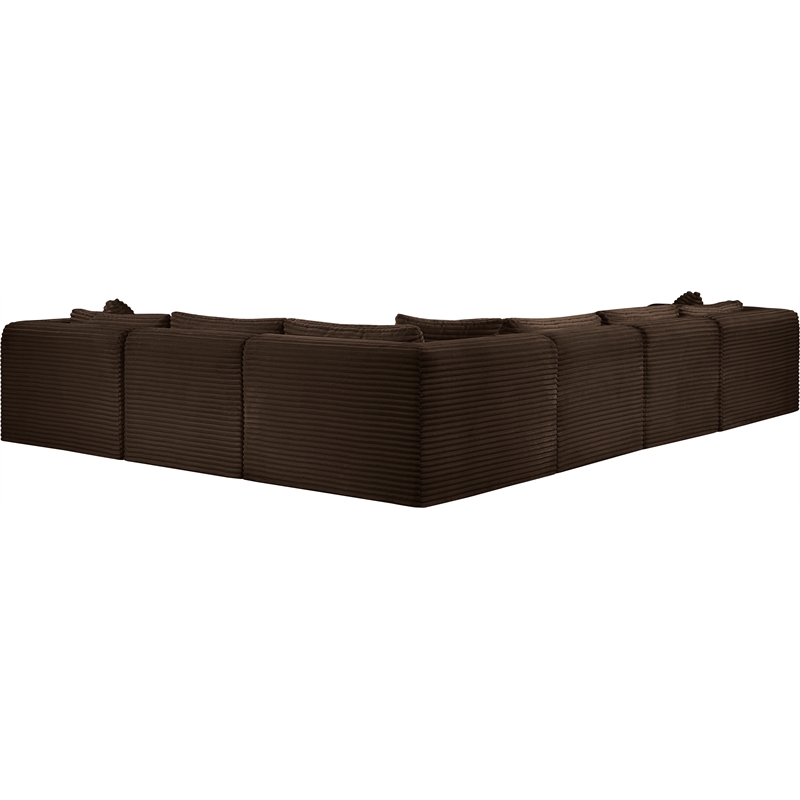 Meridian Furniture 6-Piece Brown Corduroy Performance Fabric Modular Sectional