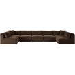 Meridian Furniture 7-Piece Brown Corduroy Performance Fabric Modular Sectional