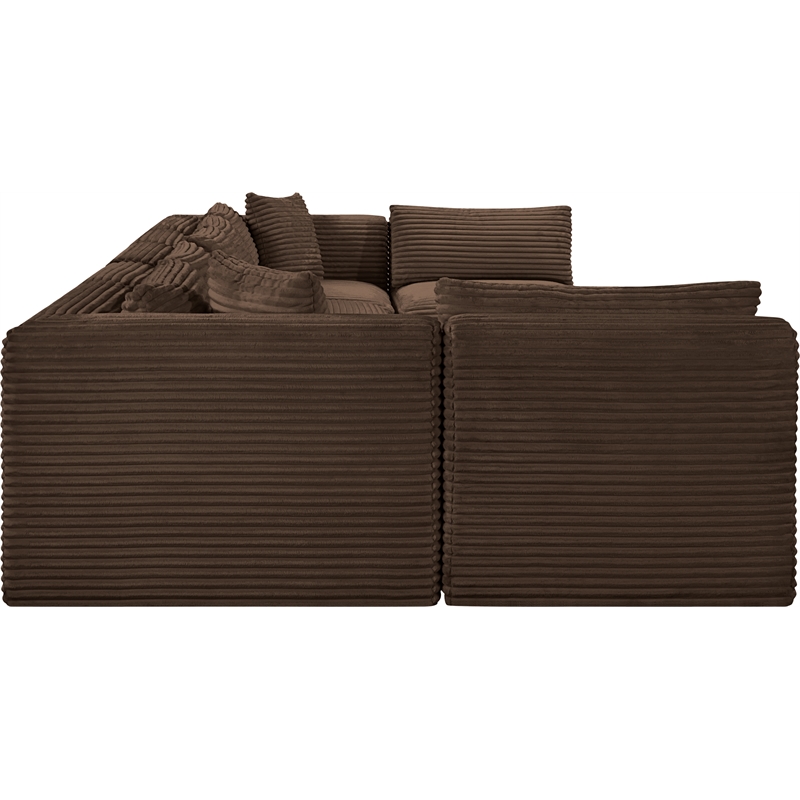 Meridian Furniture 7-Piece Brown Corduroy Performance Fabric Modular Sectional
