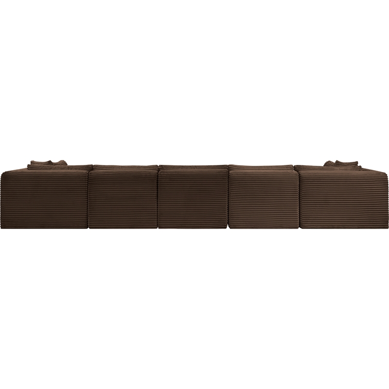 Meridian Furniture 7-Piece Brown Corduroy Performance Fabric Modular Sectional