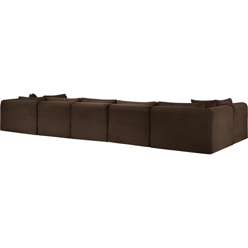 Meridian Furniture 7-Piece Brown Corduroy Performance Fabric Modular Sectional