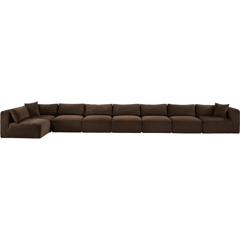 Meridian Furniture 8-Piece Brown Corduroy Performance Fabric Modular Sectional