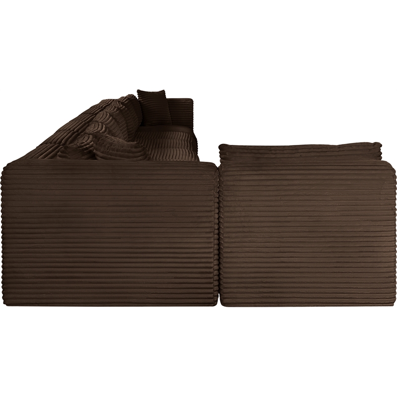 Meridian Furniture 8-Piece Brown Corduroy Performance Fabric Modular Sectional
