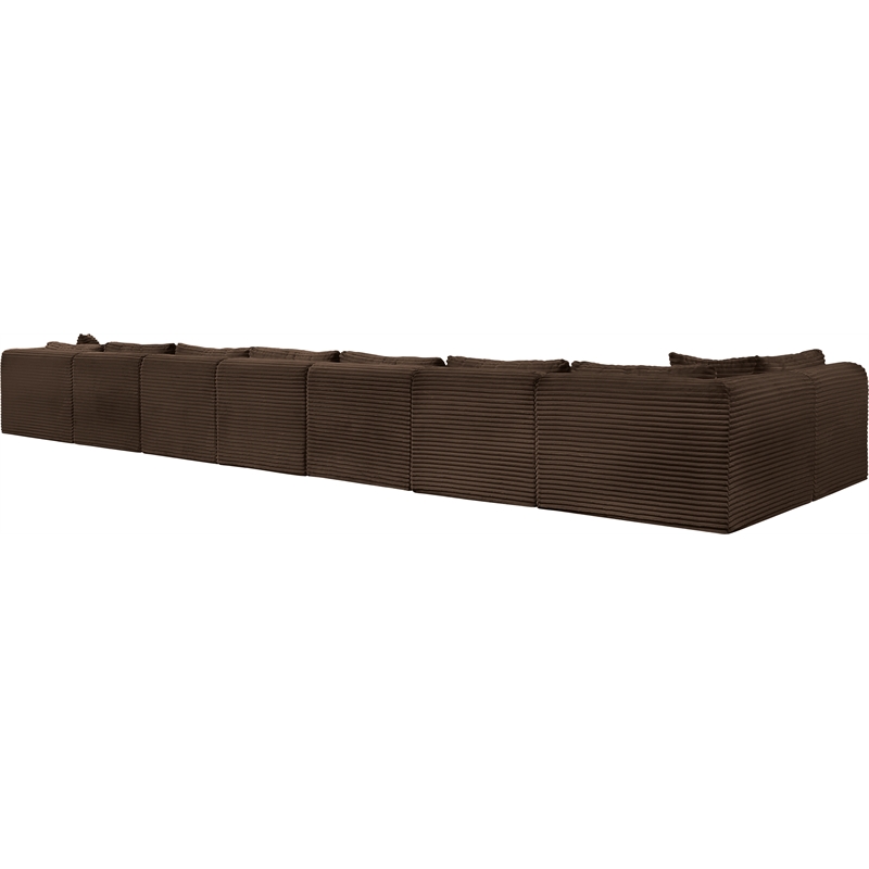 Meridian Furniture 8-Piece Brown Corduroy Performance Fabric Modular Sectional