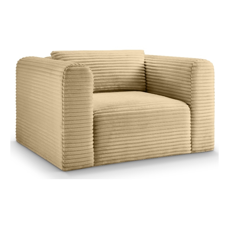 Meridian Furniture Shaggy Camel Corduroy Performance Fabric Arm Chair