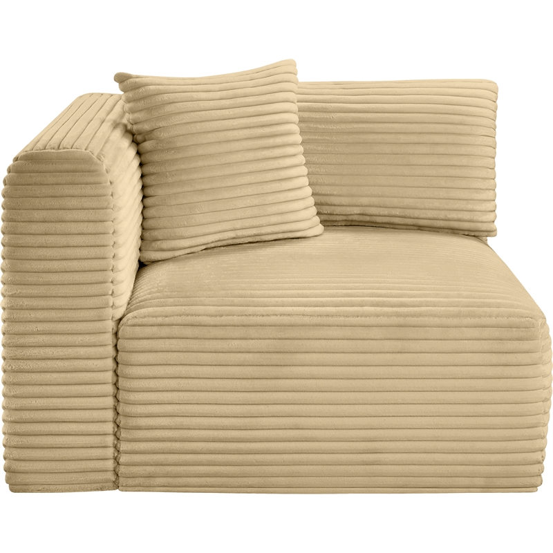 Meridian Furniture Shaggy Camel Corduroy Performance Fabric Corner Chair