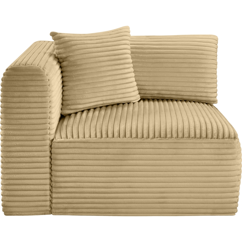 Meridian Furniture Shaggy Camel Corduroy Performance Fabric Corner Chair