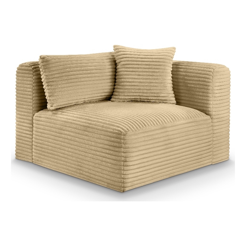 Meridian Furniture Shaggy Camel Corduroy Performance Fabric Corner Chair