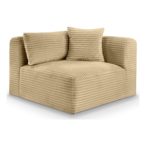 Meridian Furniture Shaggy Camel Corduroy Performance Fabric Corner Chair