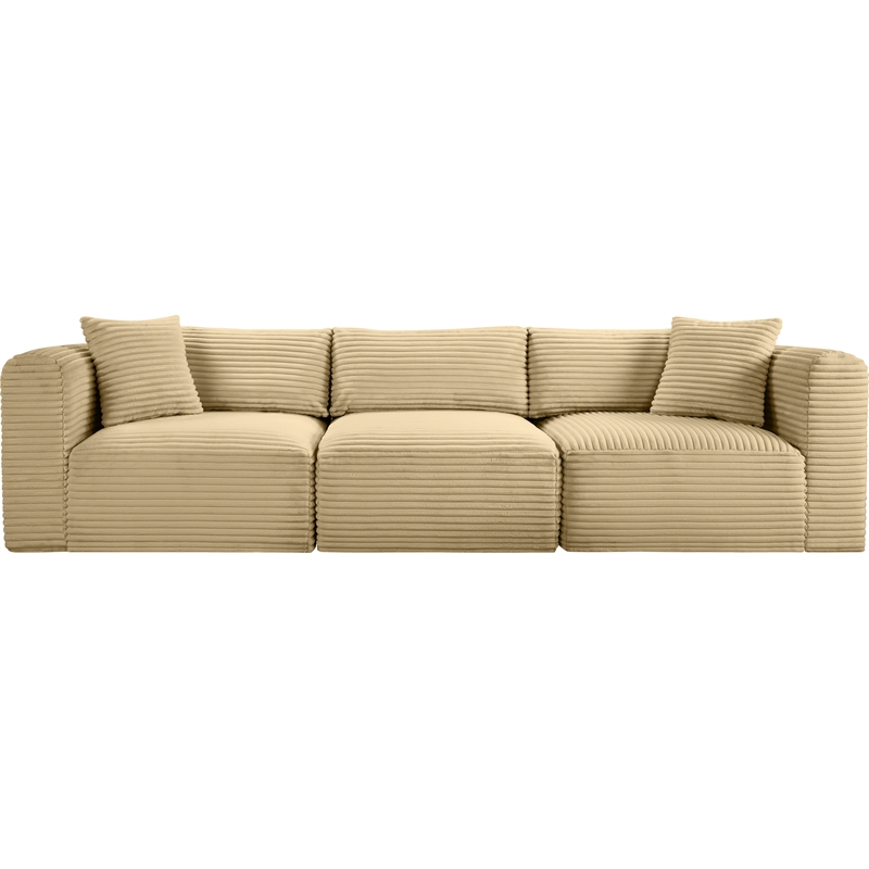 Meridian Furniture 3-Piece Camel Corduroy Performance Fabric Modular Sofa