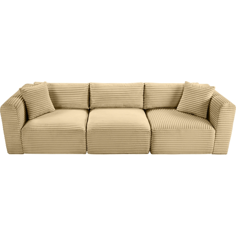 Meridian Furniture 3-Piece Camel Corduroy Performance Fabric Modular Sofa