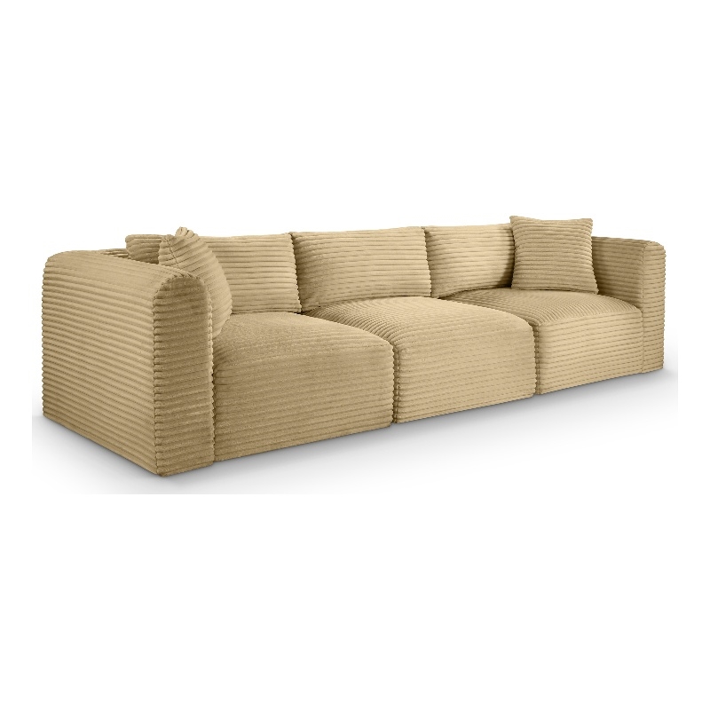 Meridian Furniture 3-Piece Camel Corduroy Performance Fabric Modular Sofa