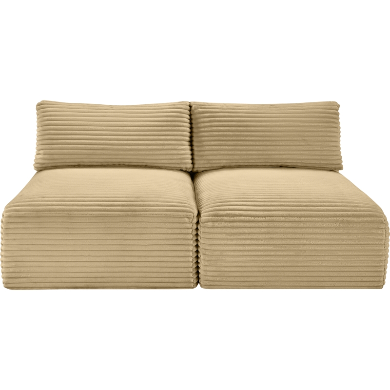 Meridian Furniture 2-Piece Camel Corduroy Performance Fabric Modular Sofa