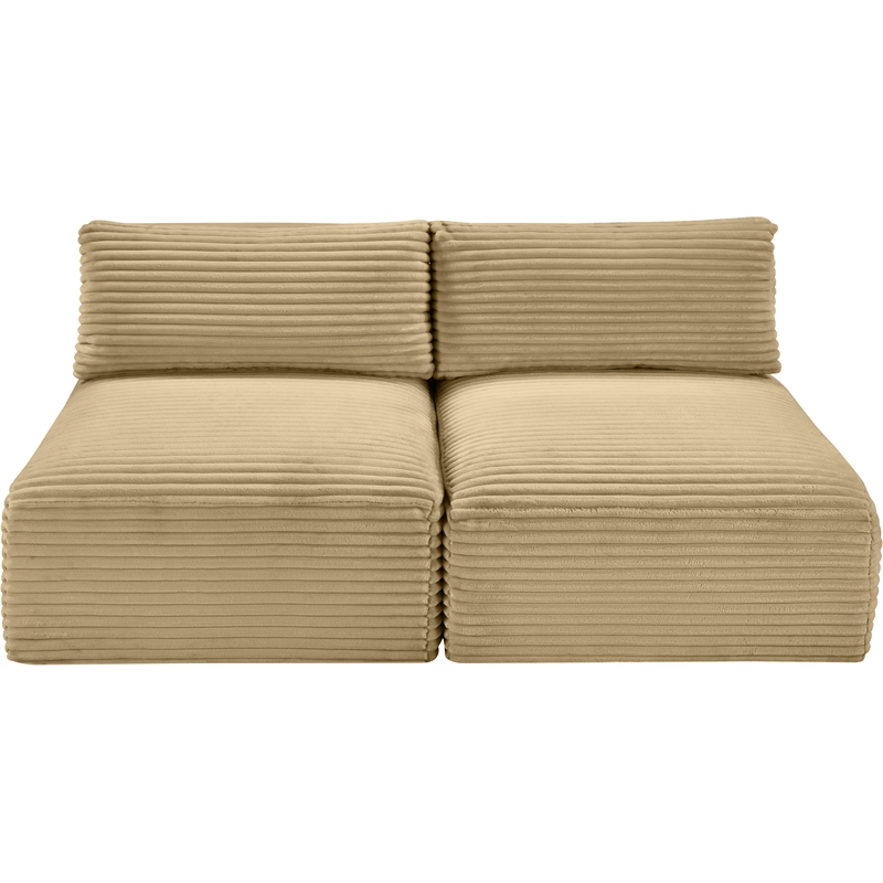 Meridian Furniture 2-Piece Camel Corduroy Performance Fabric Modular Sofa