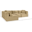 Meridian Furniture 4-Piece Camel Corduroy Performance Fabric Modular Sectional