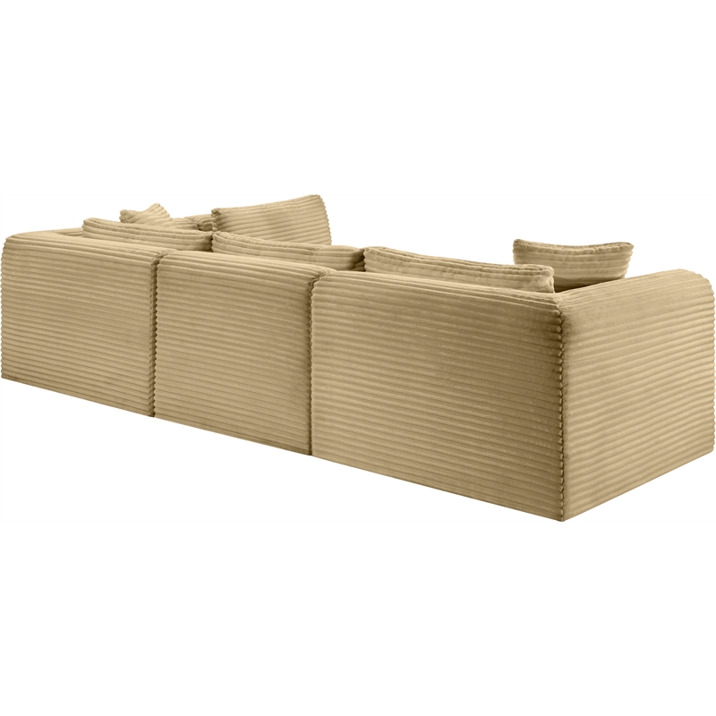 Meridian Furniture 4-Piece Camel Corduroy Performance Fabric Modular Sectional