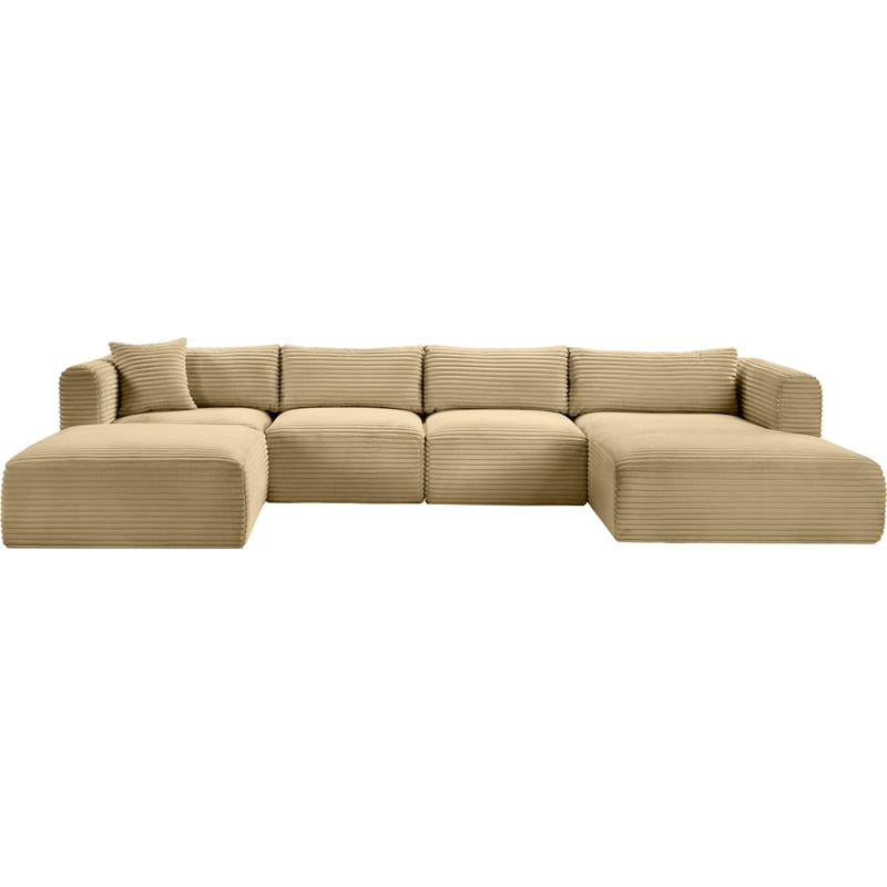 Meridian Furniture 5-Piece Camel Corduroy Performance Fabric Modular Sectional