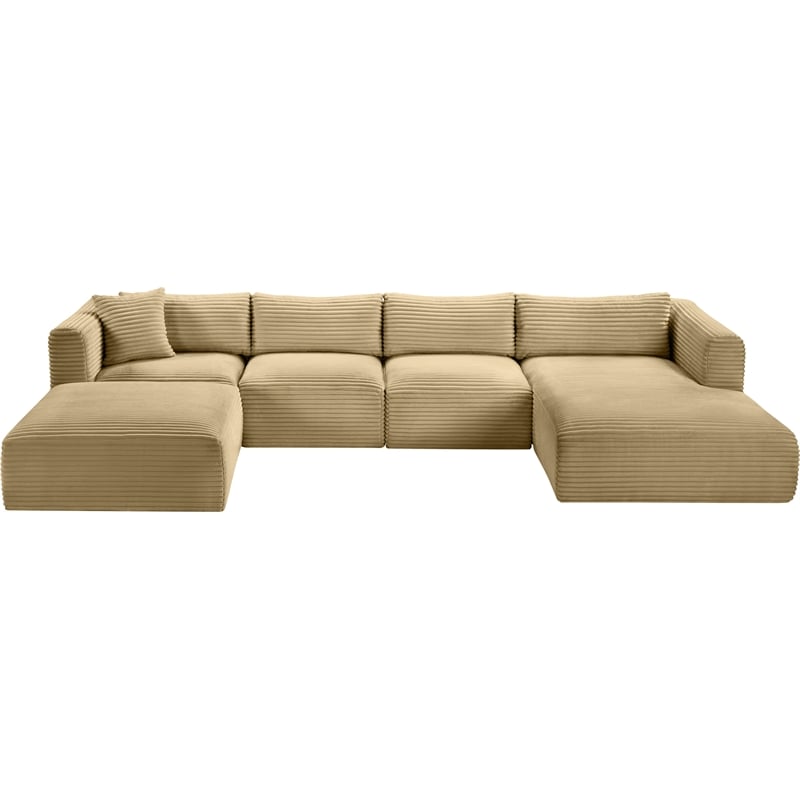 Meridian Furniture 5-Piece Camel Corduroy Performance Fabric Modular Sectional
