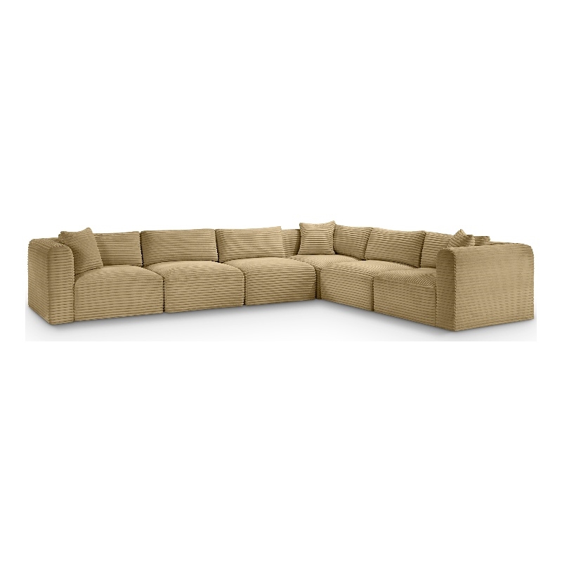 Meridian Furniture 6-Piece Camel Corduroy Performance Fabric Modular Sectional
