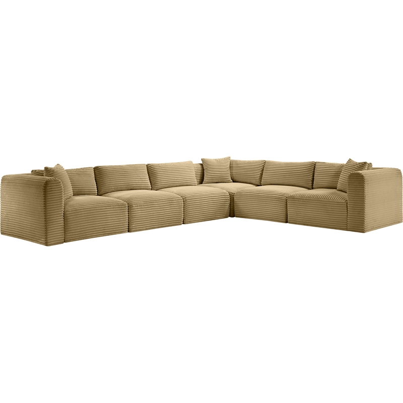 Meridian Furniture 6-Piece Camel Corduroy Performance Fabric Modular Sectional
