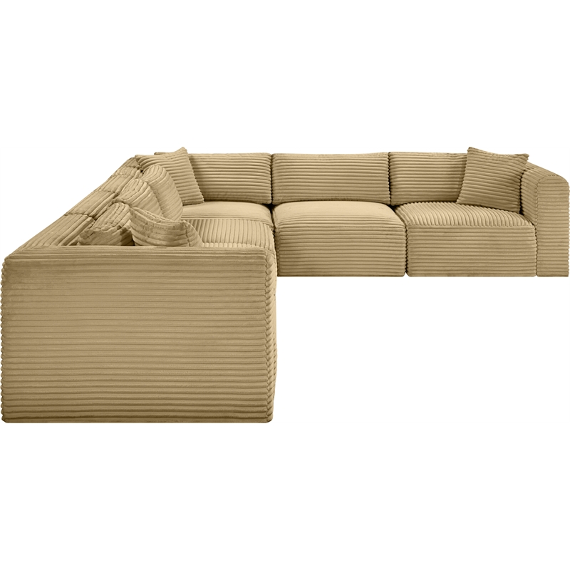 Meridian Furniture 6-Piece Camel Corduroy Performance Fabric Modular Sectional