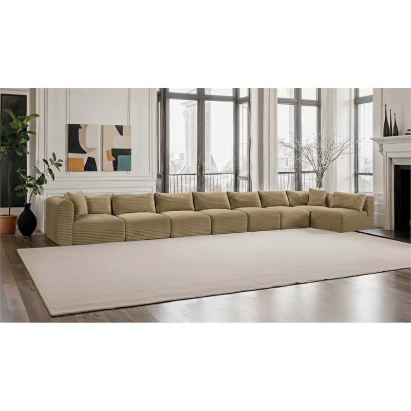 Meridian Furniture 8-Piece Camel Corduroy Performance Fabric Modular Sectional