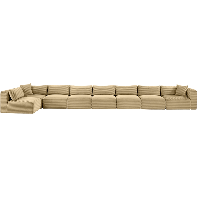 Meridian Furniture 8-Piece Camel Corduroy Performance Fabric Modular Sectional