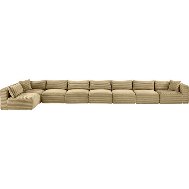 Meridian Furniture 8-Piece Camel Corduroy Performance Fabric Modular Sectional