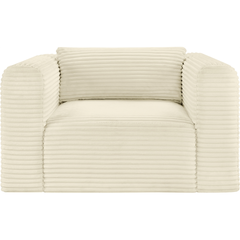 Meridian Furniture Shaggy Cream Corduroy Performance Fabric Arm Chair