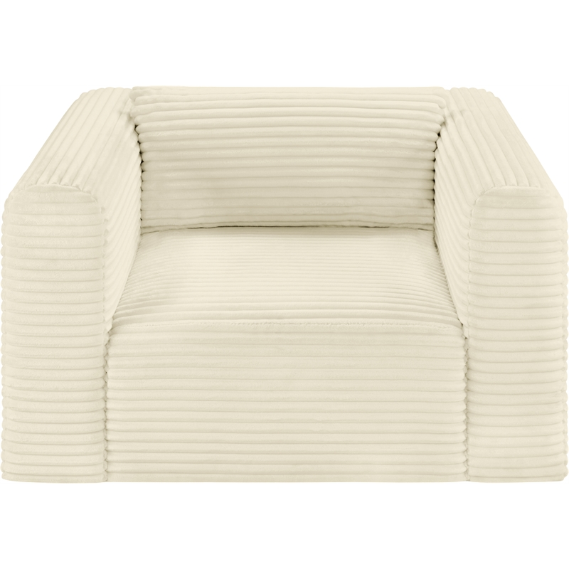 Meridian Furniture Shaggy Cream Corduroy Performance Fabric Arm Chair
