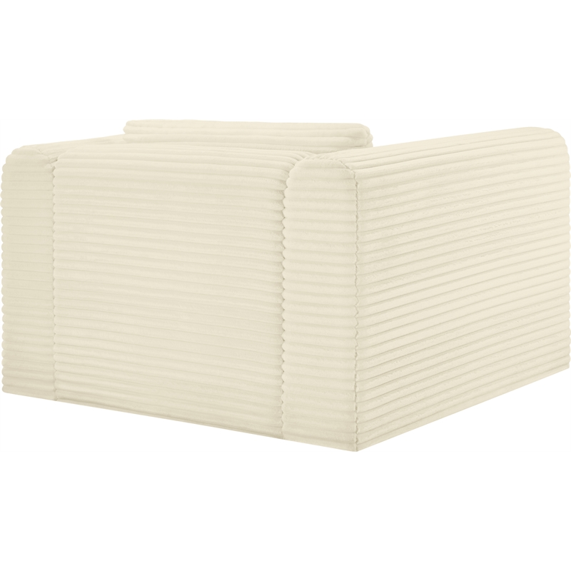 Meridian Furniture Shaggy Cream Corduroy Performance Fabric Arm Chair
