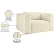 Meridian Furniture Shaggy Cream Corduroy Performance Fabric Arm Chair