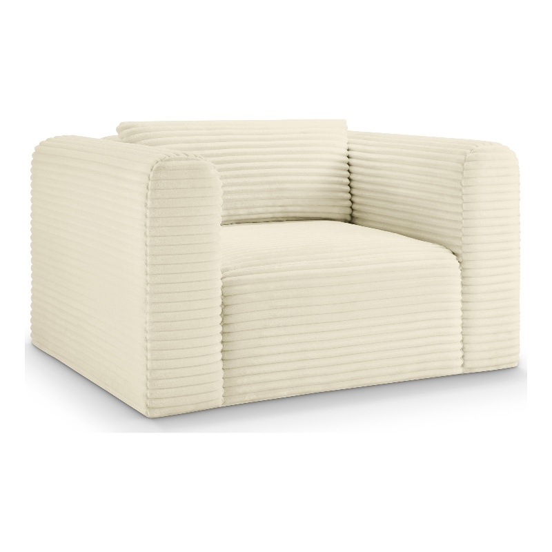 Meridian Furniture Shaggy Cream Corduroy Performance Fabric Arm Chair